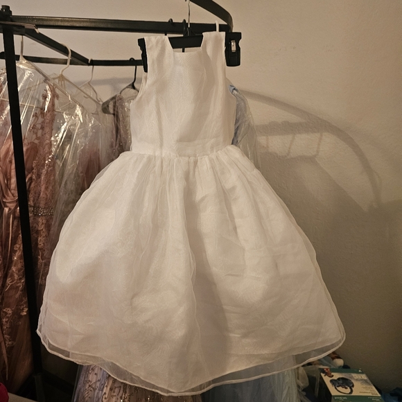 David’s Bridal Lace and Mesh Flower Girl Dress puffy tulle white sz 3 - Picture 1 of 6